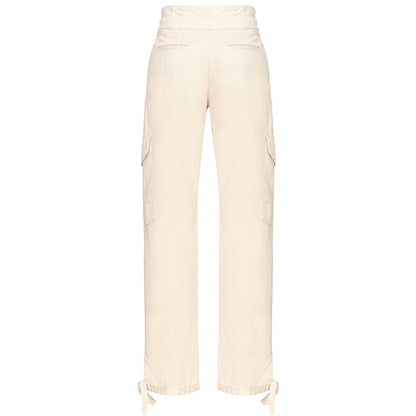 PINKO White Cotton Jeans with Ribbon Drawstring
