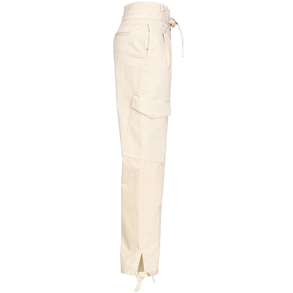 PINKO White Cotton Jeans with Ribbon Drawstring