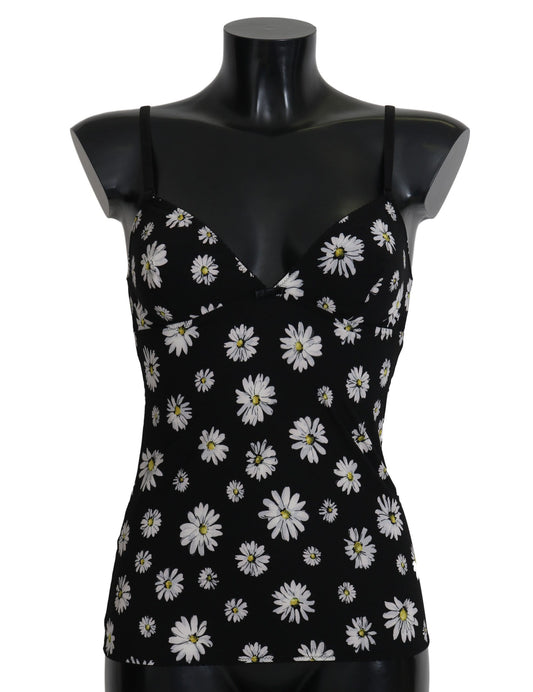  - Elegant Black Daisy Floral Lace Chemise Dress