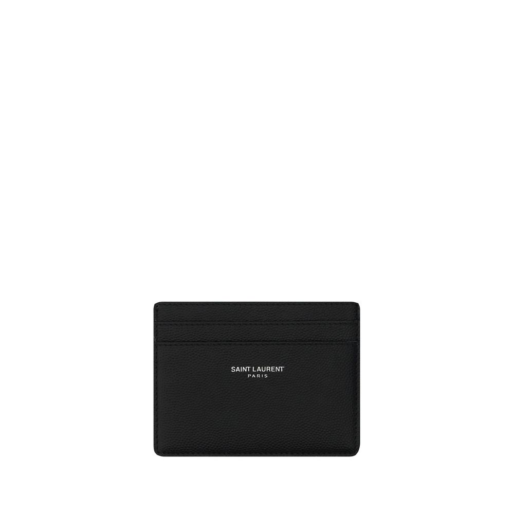 Saint Laurent Leather Grain De Poudre Credit Card Holder