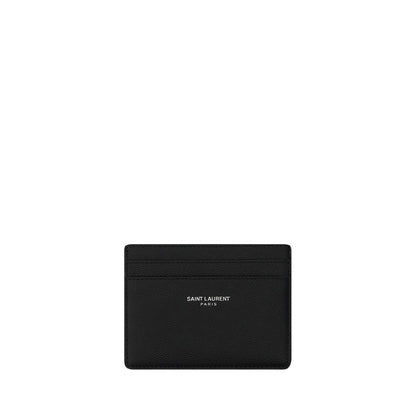 Saint Laurent Leather Grain De Poudre Credit Card Holder