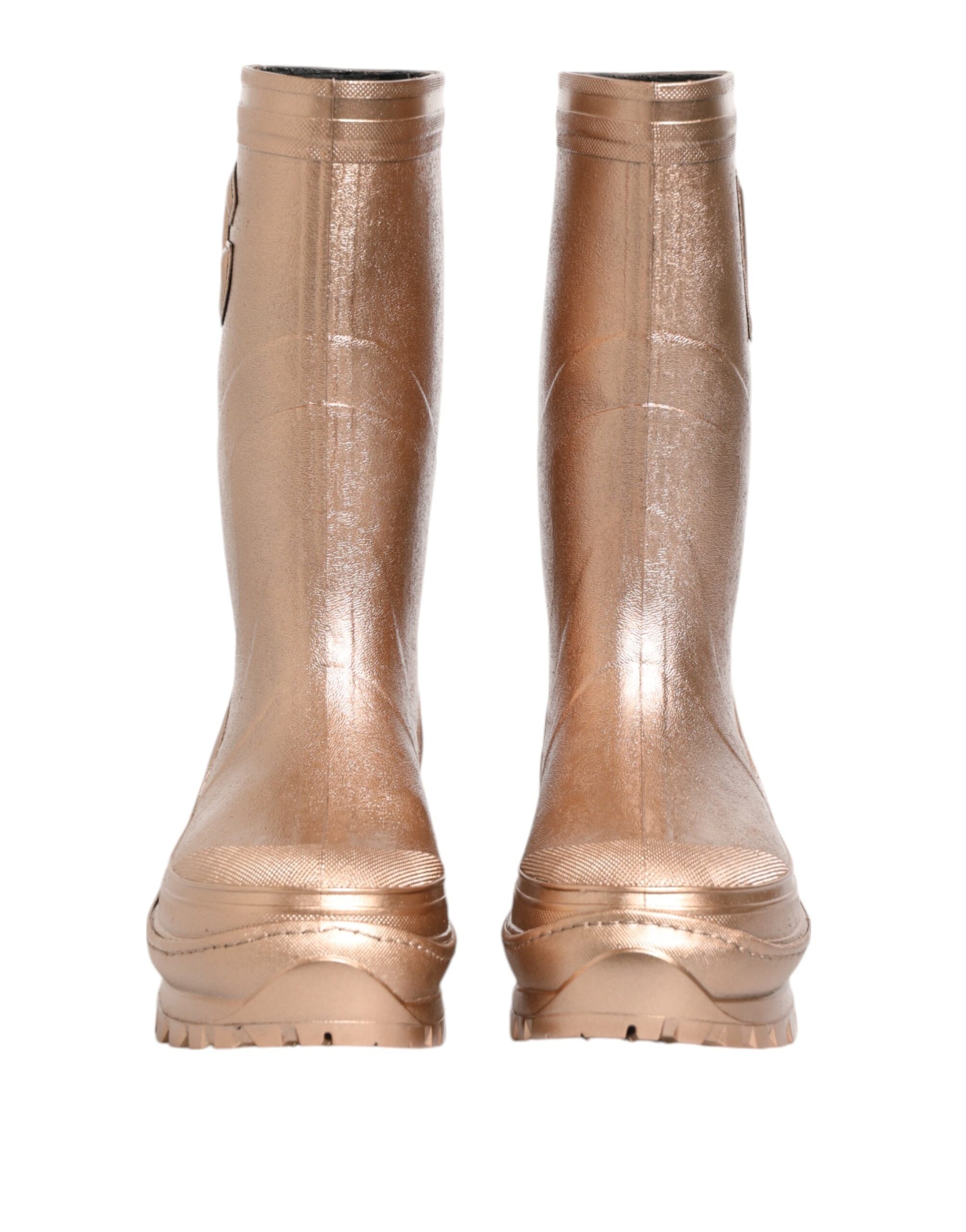 Dolce & Gabbana Rose Gold Rubber Pull On Rain Boots