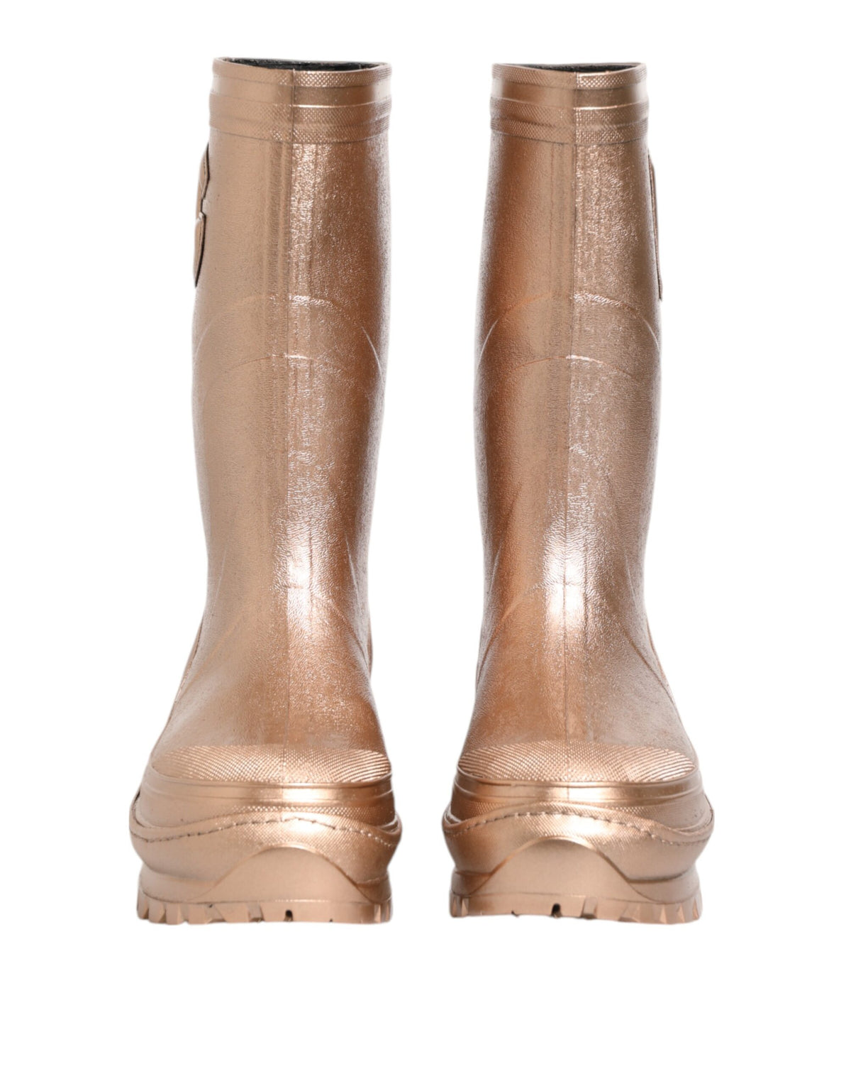 Dolce & Gabbana Rose Gold Rubber Pull On Rain Boots
