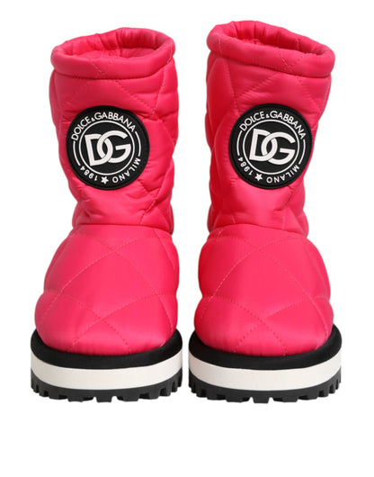 Dolce & Gabbana Pink White Viscose Padded Mid Calf Boots
