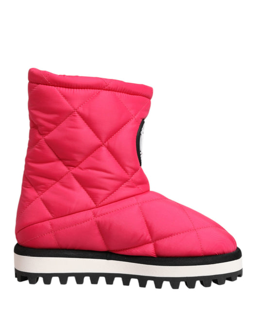 Dolce & Gabbana Pink White Viscose Padded Mid Calf Boots