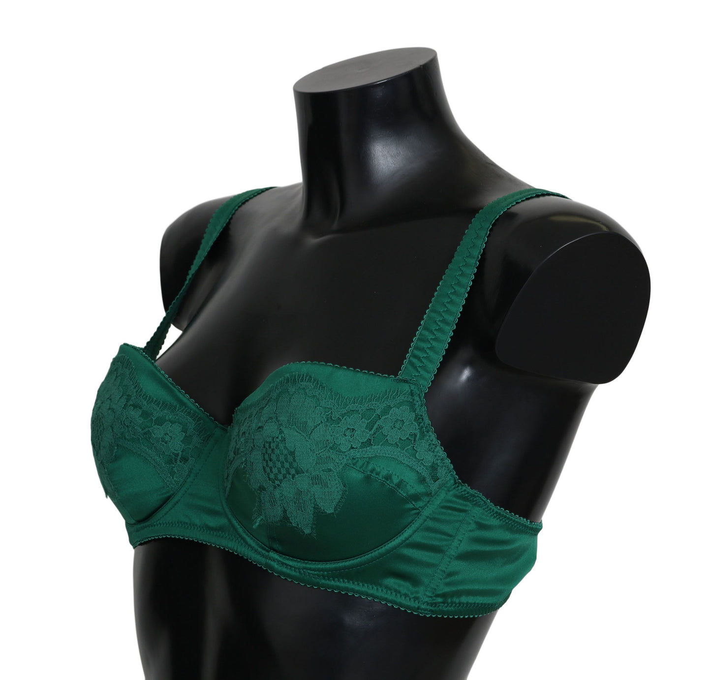  - Enchanting Green Floral Lace Silk Bra