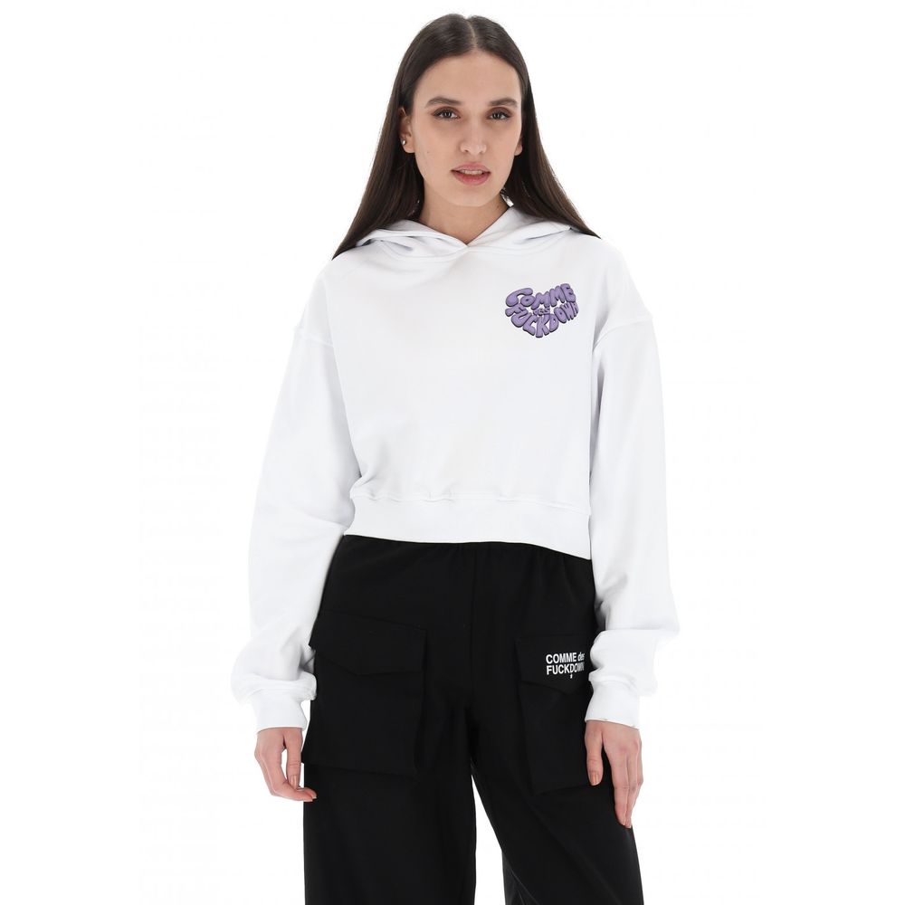 Comme Des Fuckdown White Cotton Sweater - Bold Urban Statement