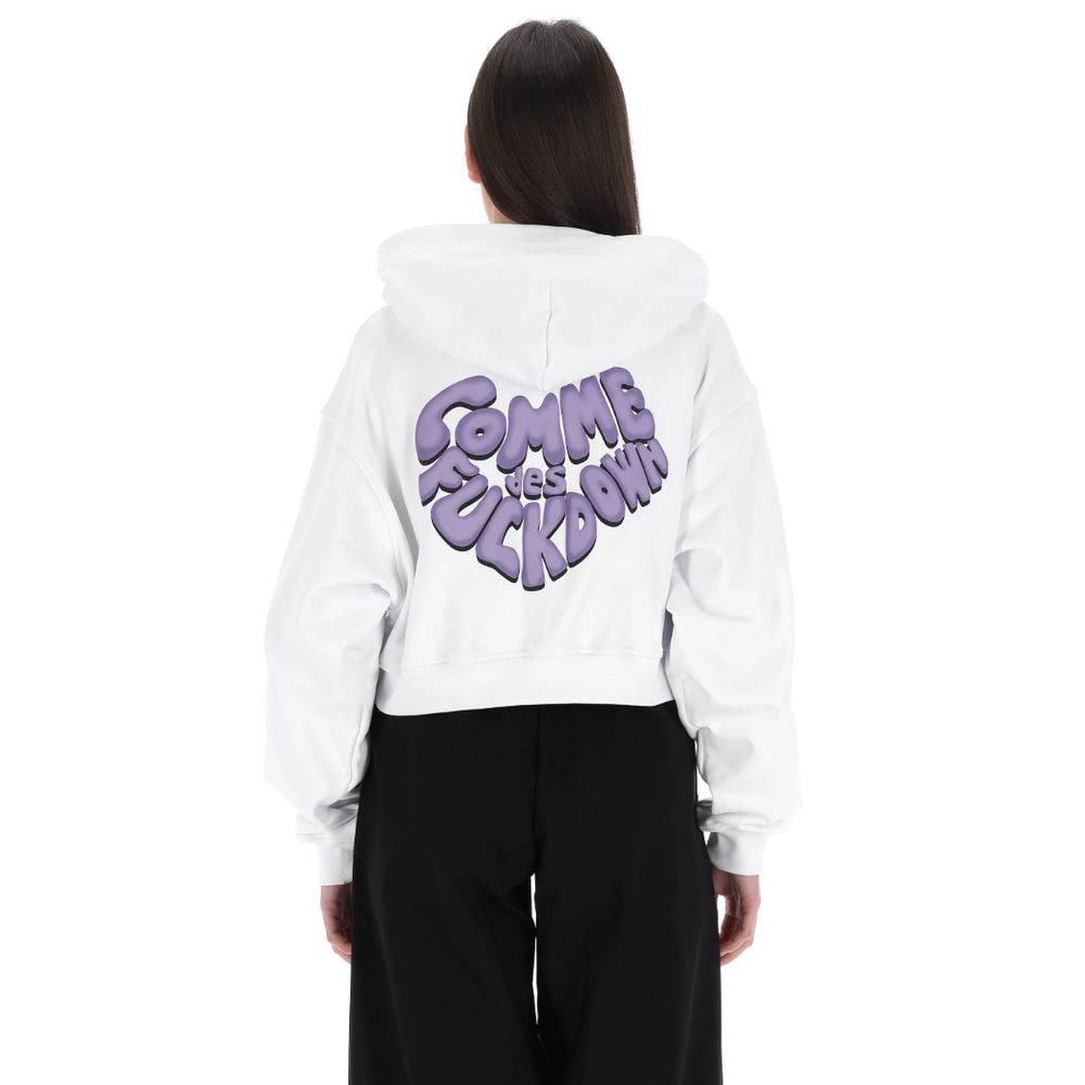 Comme Des Fuckdown White Cotton Sweater - Bold Urban Statement