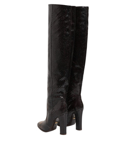 Dolce & Gabbana Brown Python Snakeskin Print Riding Boots