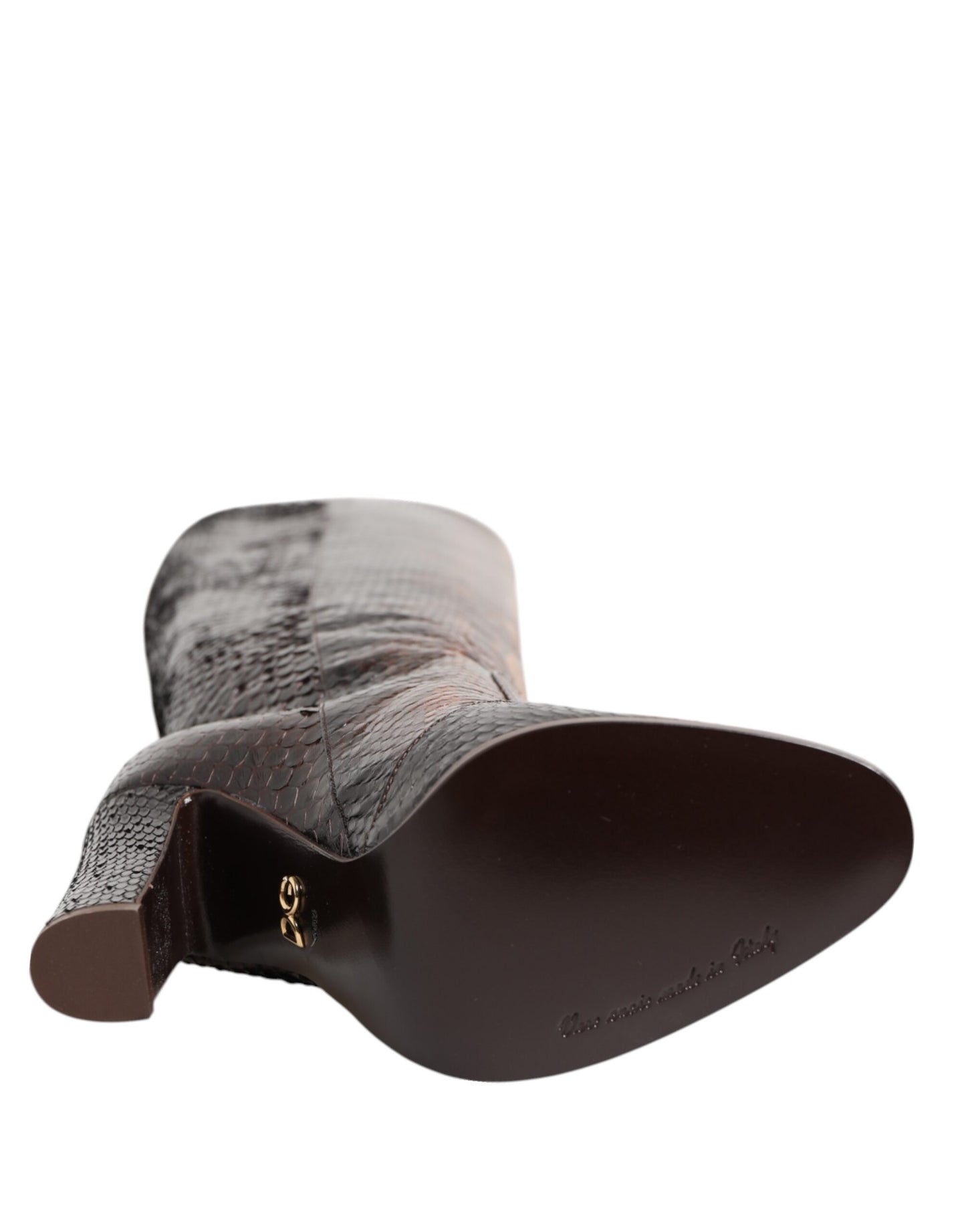 Dolce & Gabbana Brown Python Snakeskin Print Riding Boots
