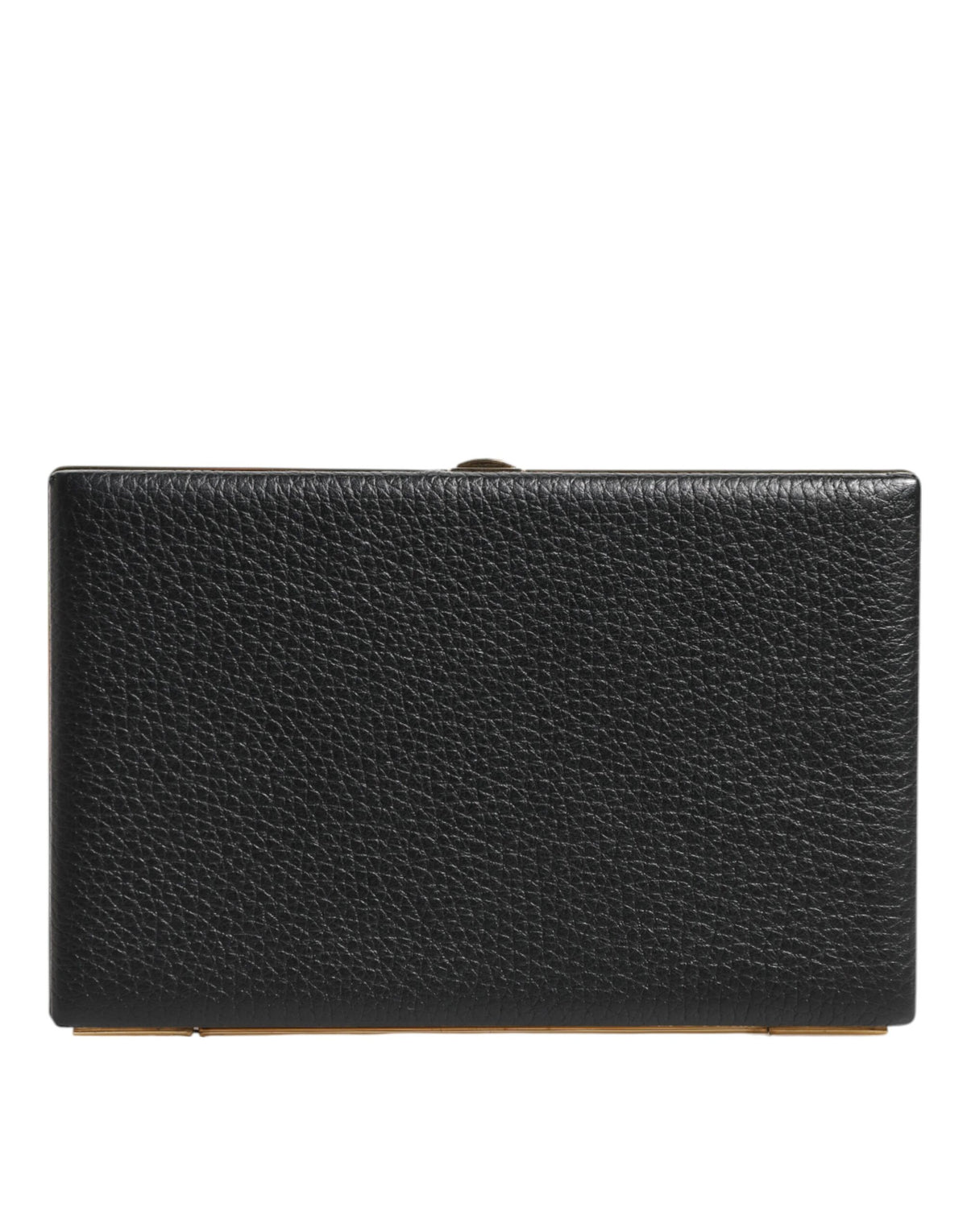 Dolce & Gabbana Black Leather Gold Frame Clutch Evening Party Purse Bag