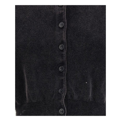 Alexander Wang Black Polo Cropped Button-Up Cardigan