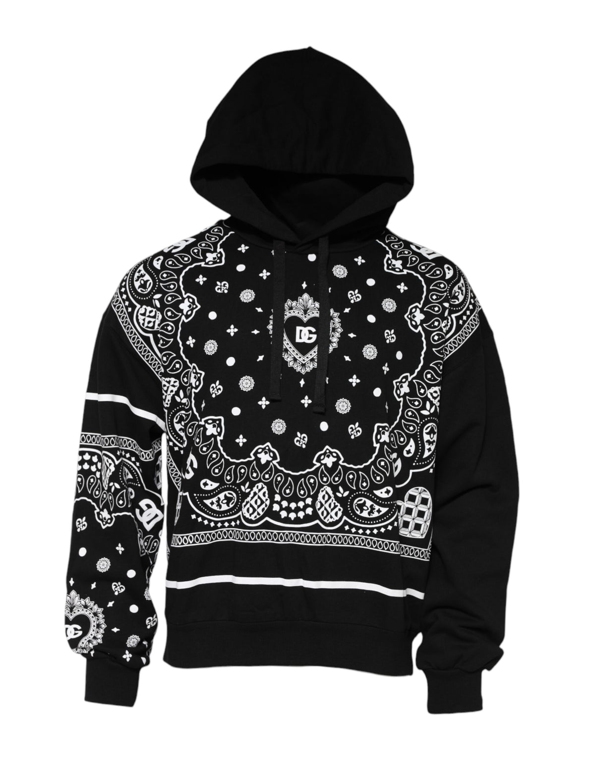 Dolce & Gabbana Black Bandana Hooded Sweatshirt for Men