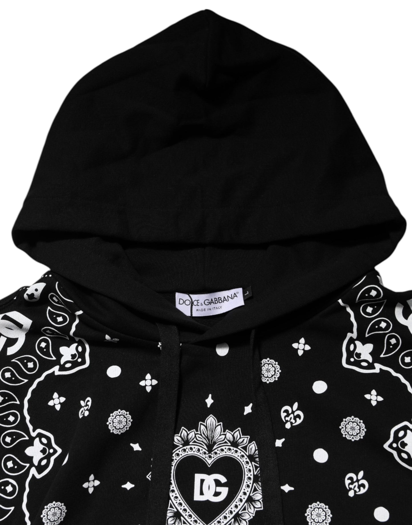 Dolce & Gabbana Black Bandana Hooded Sweatshirt for Men