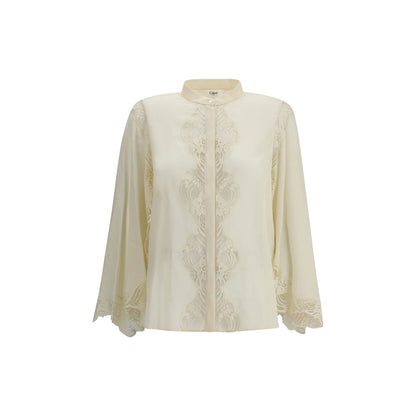 Chloé Silk Georgette and Lace Blouse