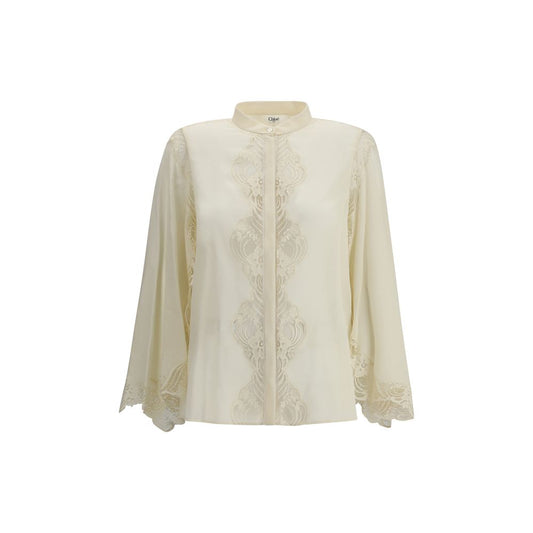Chloé Silk Georgette and Lace Blouse