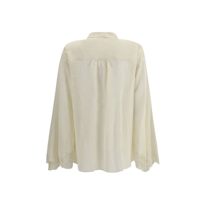 Chloé Silk Georgette and Lace Blouse