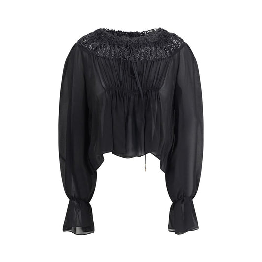 Chloé Silk Georgette and Lace Top