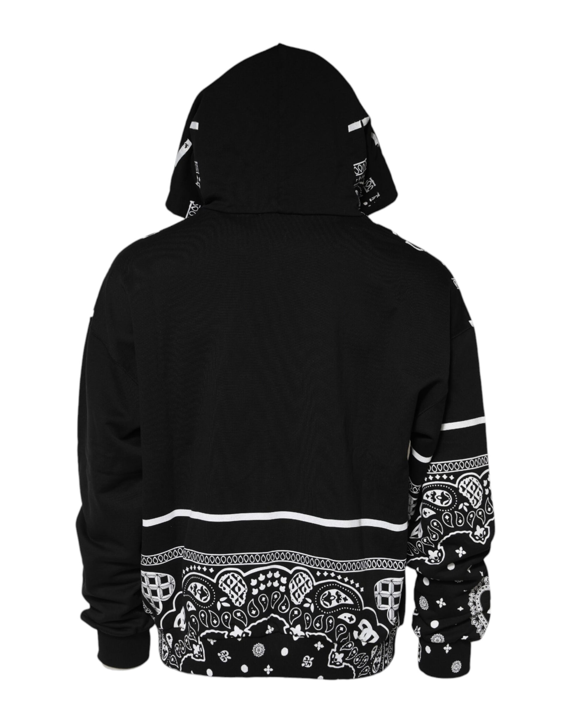 Dolce & Gabbana Black Bandana Hooded Men Sweatshirt