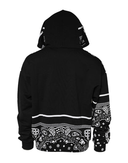 Dolce & Gabbana Black Bandana Hooded Men Sweatshirt
