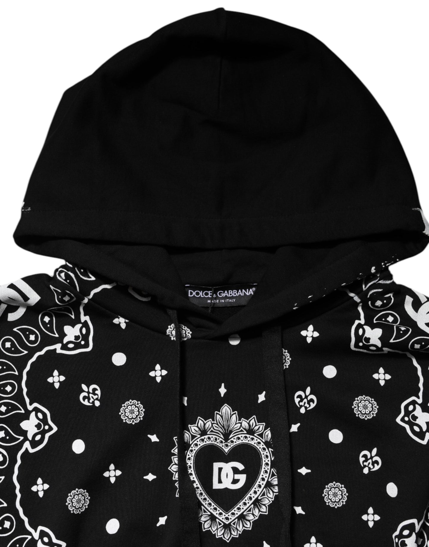 Dolce & Gabbana Black Bandana Hooded Men Sweatshirt
