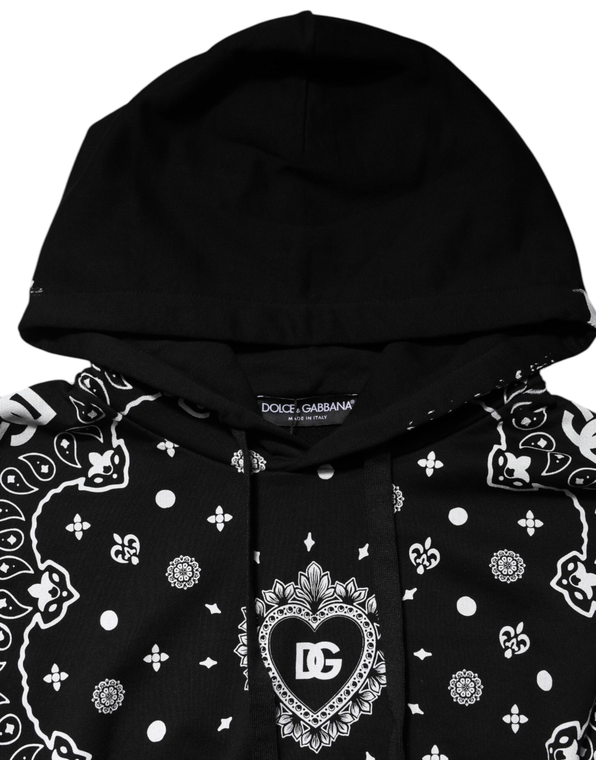Dolce & Gabbana Black Bandana Hooded Men Sweatshirt