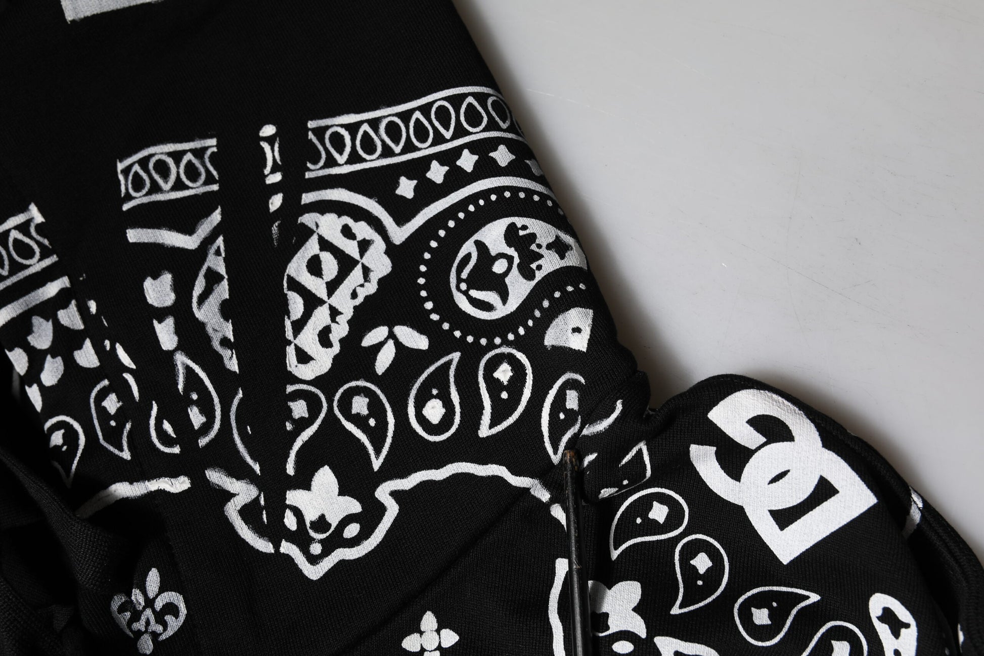 Dolce & Gabbana Black Bandana Hooded Men Sweatshirt