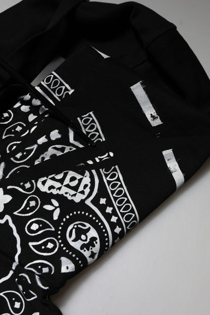 Dolce & Gabbana Black Bandana Hooded Men Sweatshirt