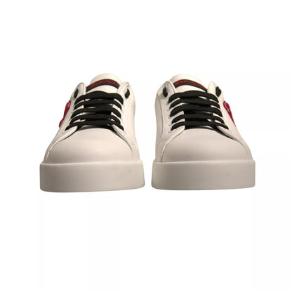 Dolce & Gabbana White Leather DG Logo Low Top Sneakers Shoes