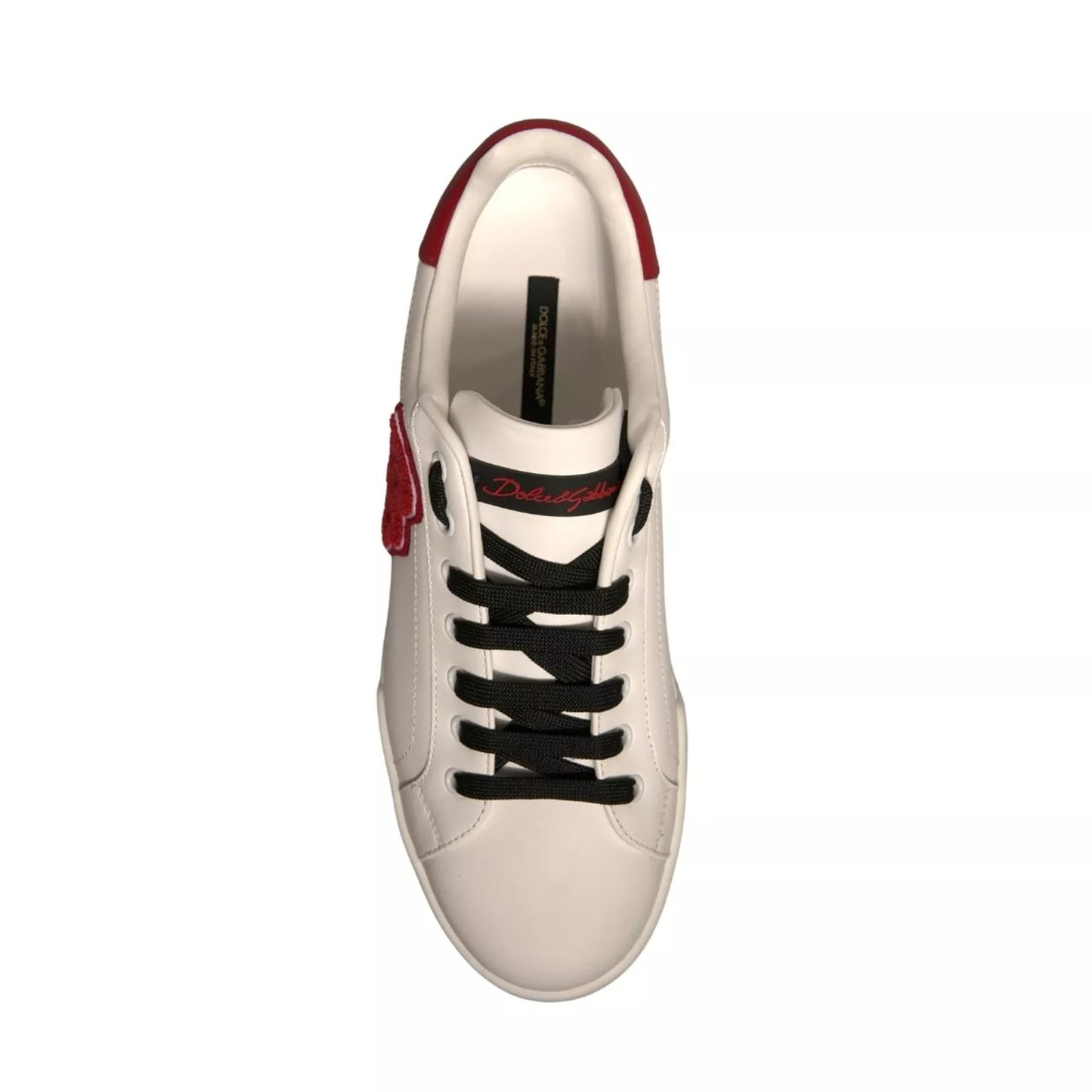 Dolce & Gabbana White Leather DG Logo Low Top Sneakers Shoes