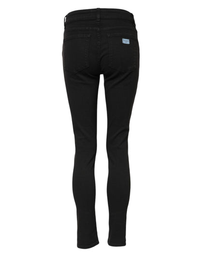 Dolce & Gabbana Black Cotton Skinny Mid Waist Denim Jeans