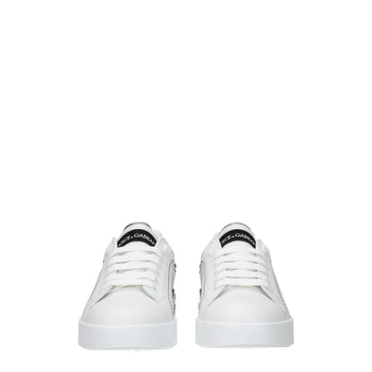 Dolce & Gabbana White Leather Low Tops