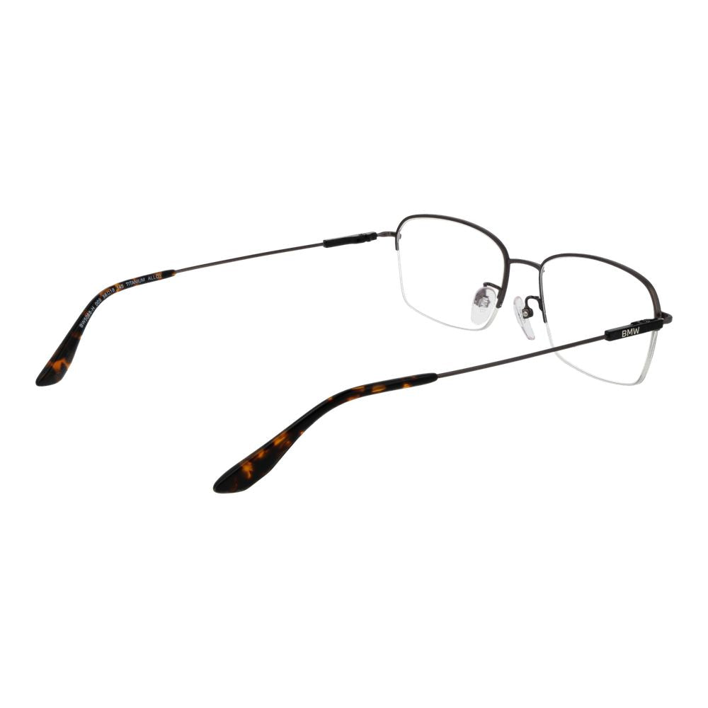 BMW Men's Optical Frames – Black Half-Rim Design, 56mm