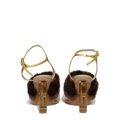 Fendi Brown Mink Strap-On Sandals