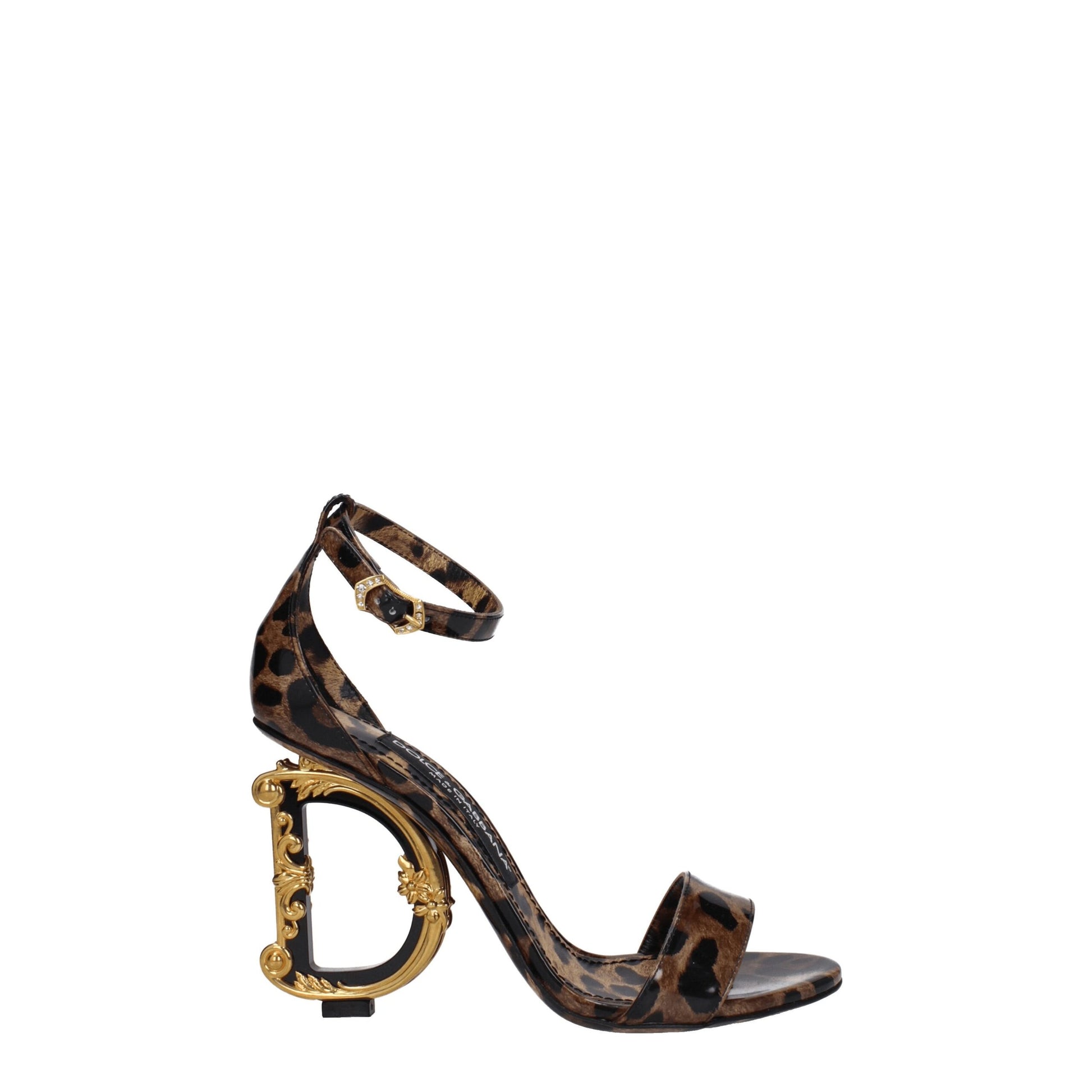 Dolce & Gabbana Keira Baroque DG-Heel Leather Leopard-Print Sandal