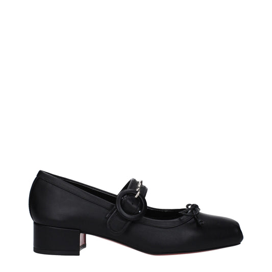 Christian Louboutin Black Leather Ballet Flats with Studs