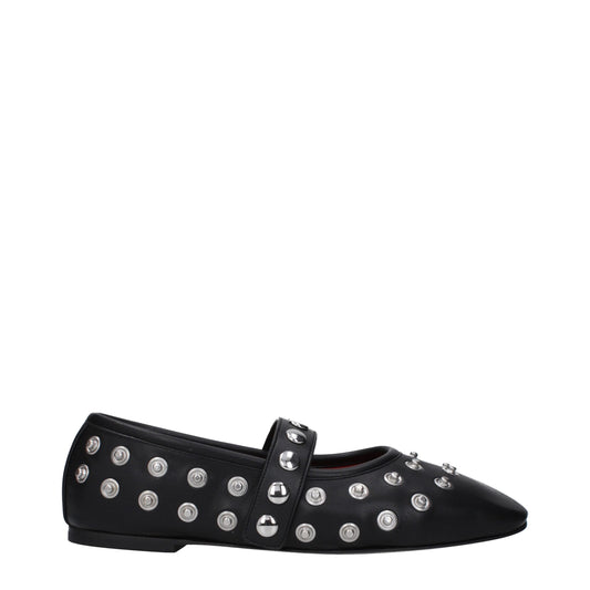 Stella McCartney Black Leather Ballet Flats with Studs