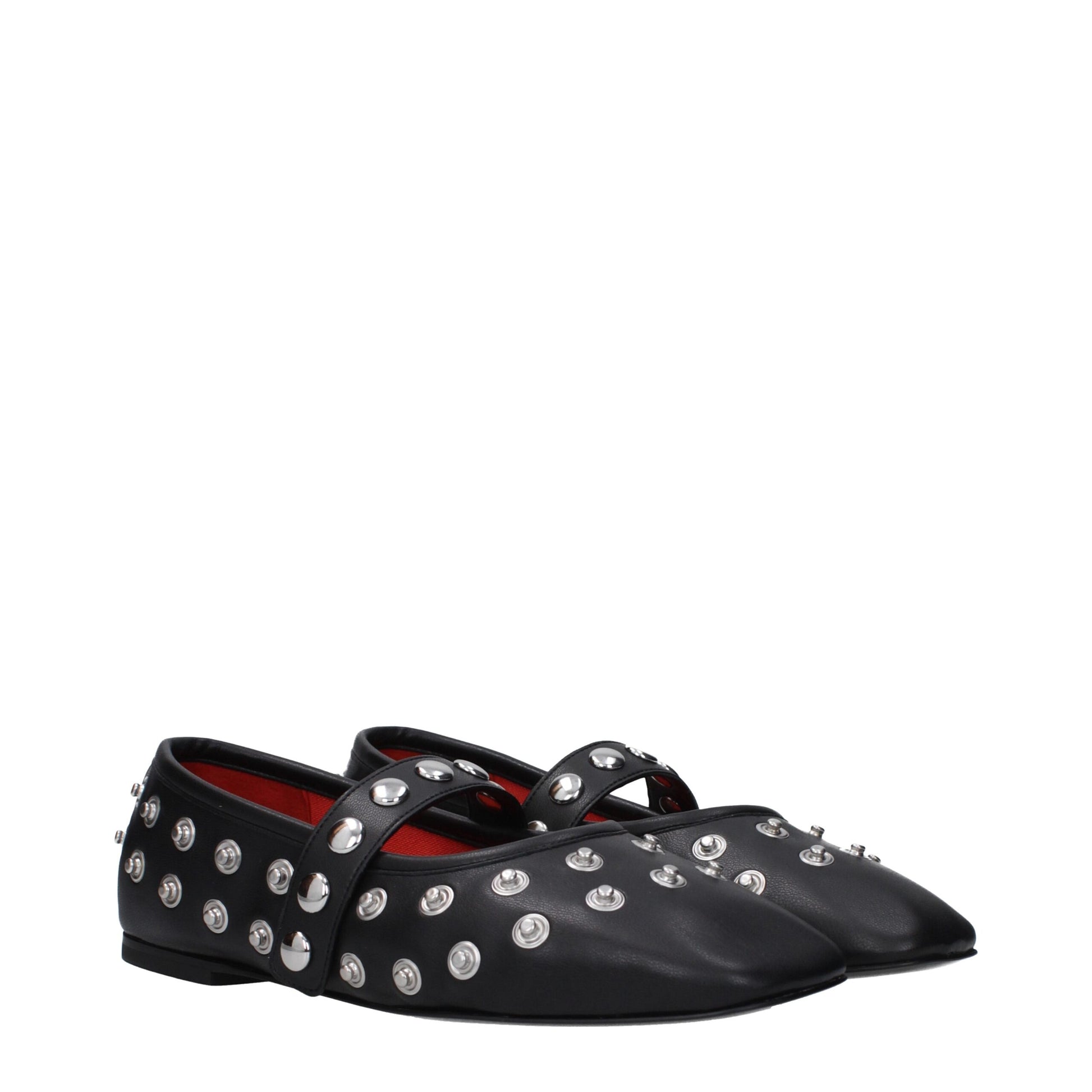 Stella McCartney Black Leather Ballet Flats with Studs