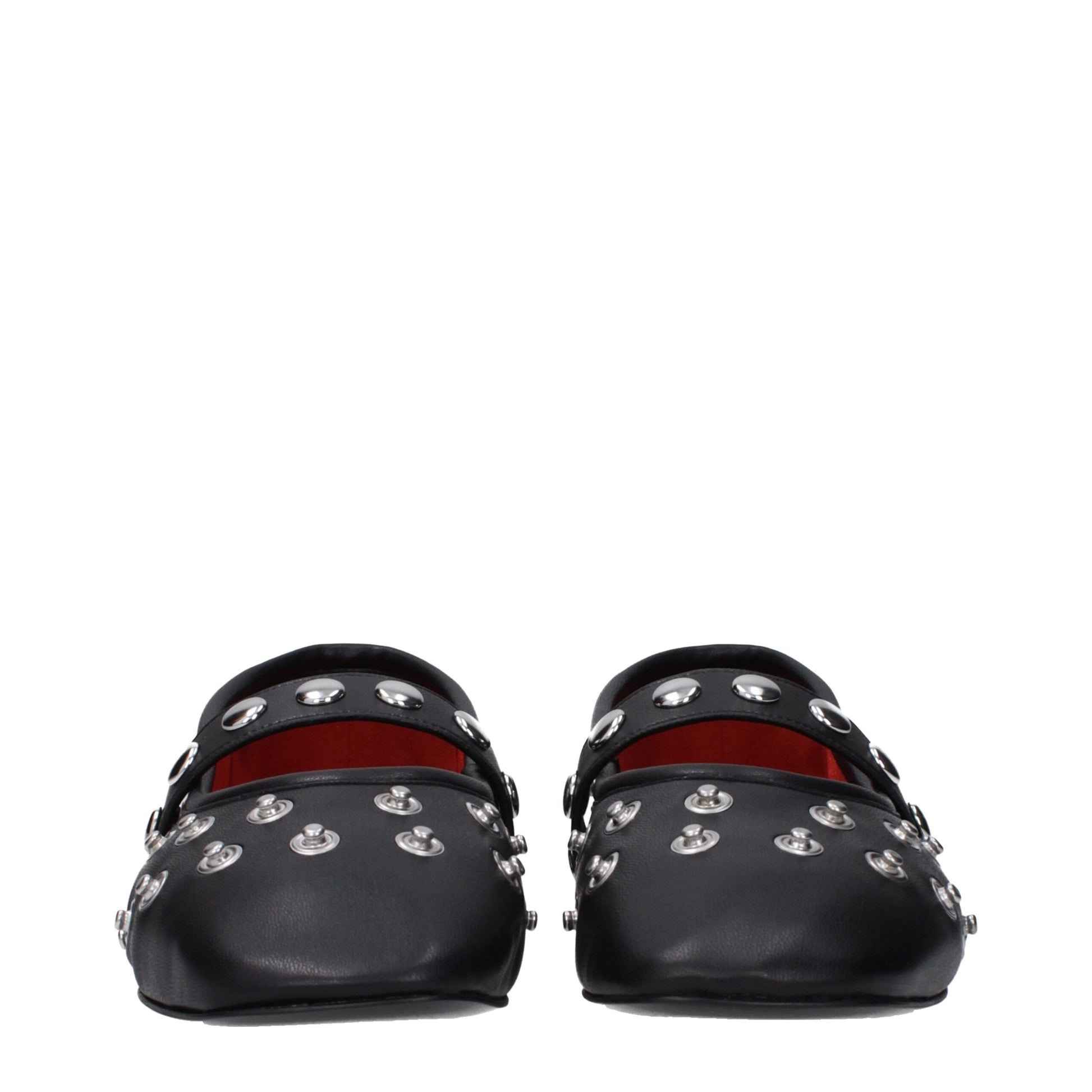 Stella McCartney Black Leather Ballet Flats with Studs