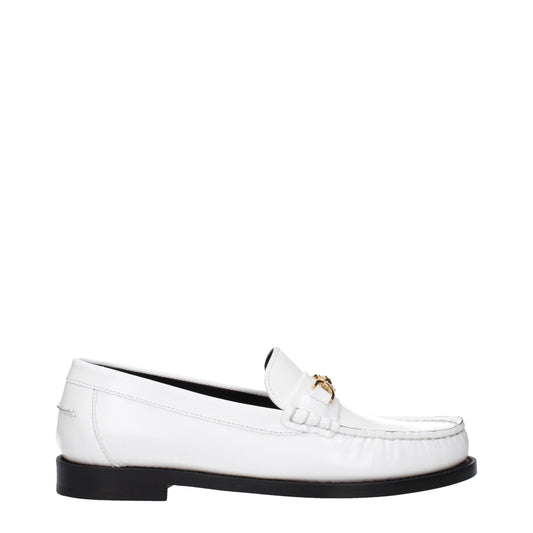 Versace White Leather Slip-On Loafers: Bold Luxury Footwear