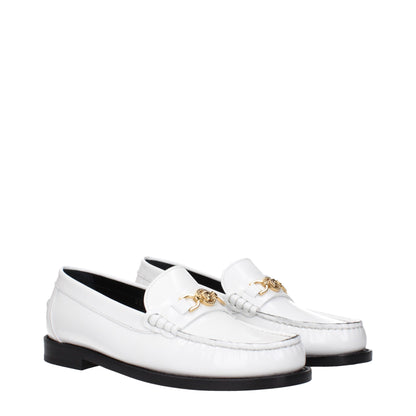 Versace White Leather Slip-On Loafers: Bold Luxury Footwear