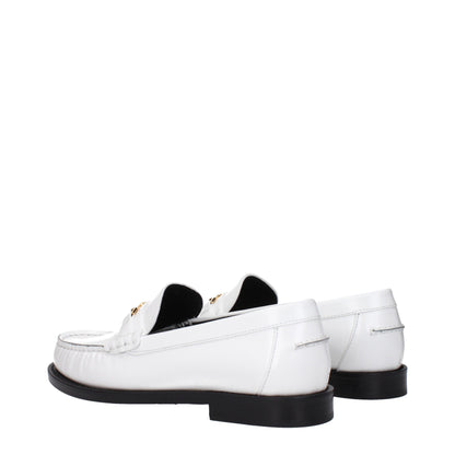 Versace White Leather Slip-On Loafers: Bold Luxury Footwear