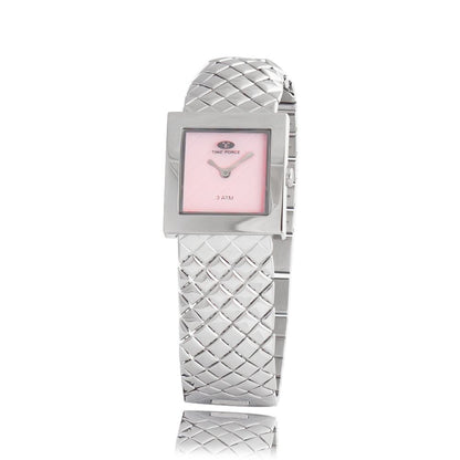 Time Force Silver Stainless Steel Watch with Pink Dial