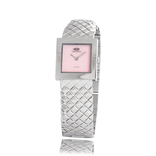 Time Force Silver Stainless Steel Watch with Pink Dial