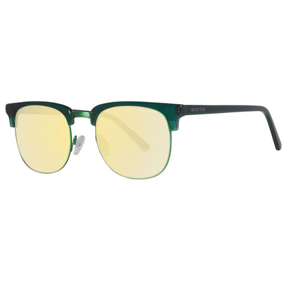 Benetton Unisex Sunglasses – Green Acetate Frame with Mirrored Lenses
