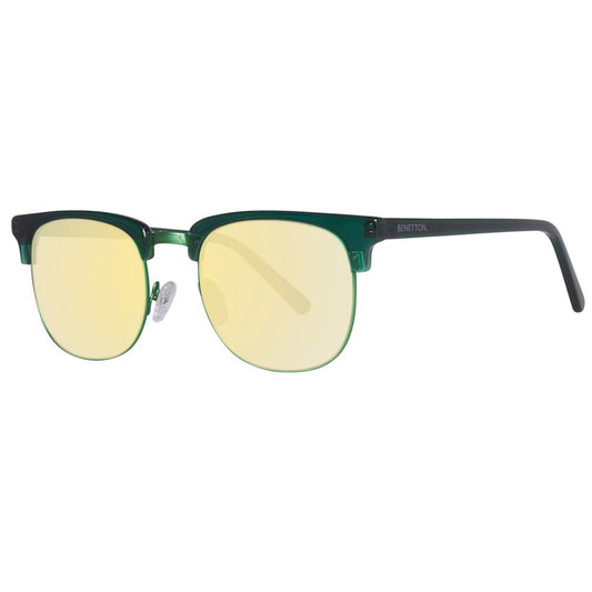 Benetton Unisex Sunglasses – Green Acetate Frame with Mirrored Lenses