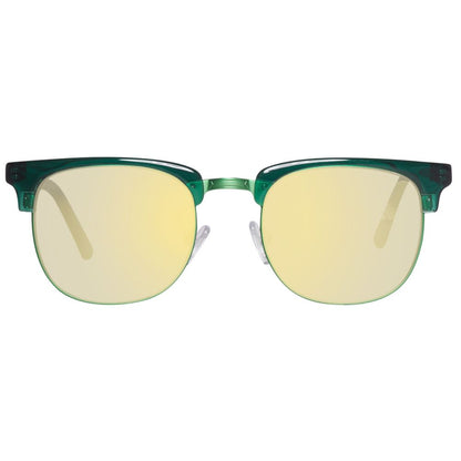 Benetton Unisex Sunglasses – Green Acetate Frame with Mirrored Lenses