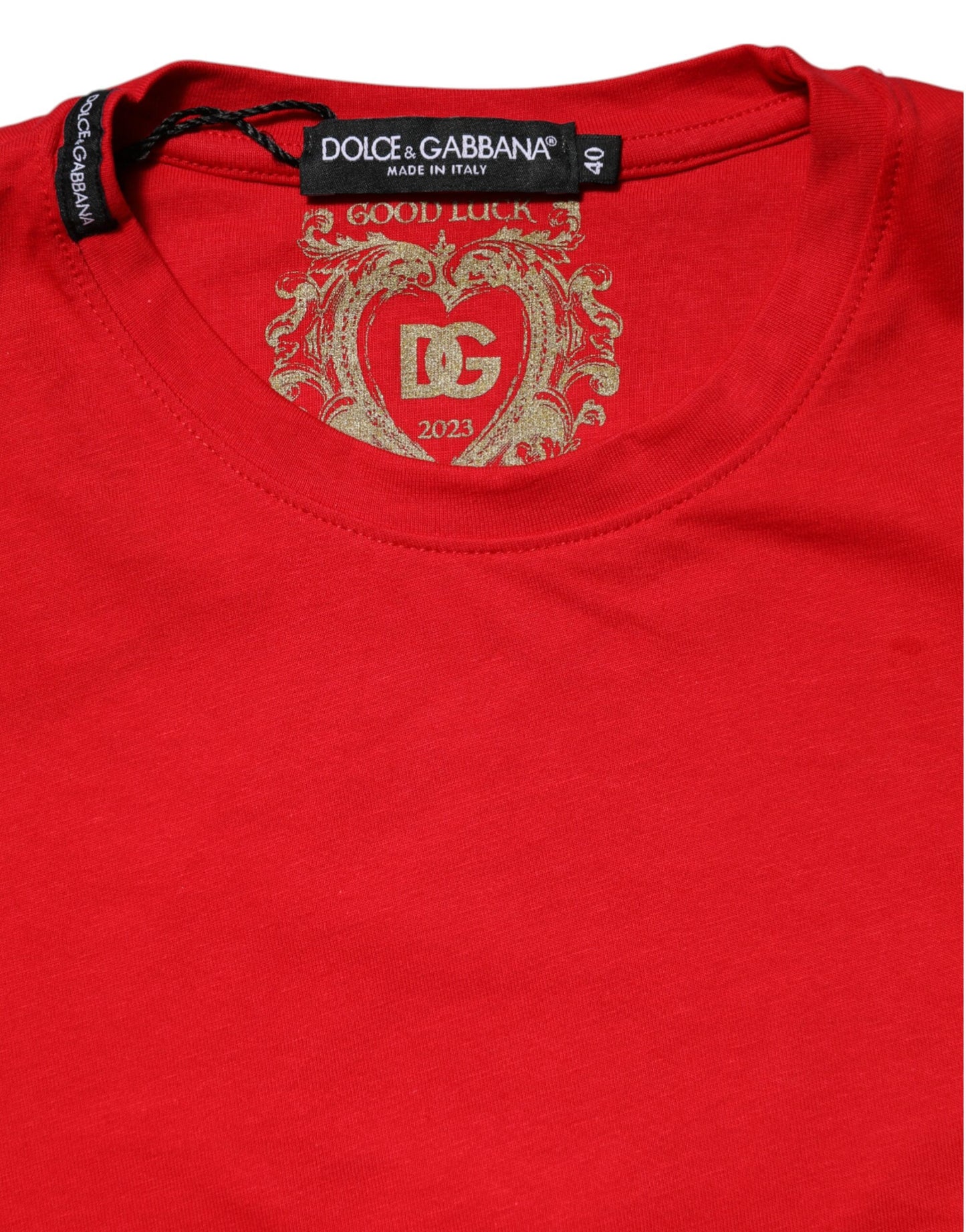 Dolce & Gabbana Red Cotton Crew Neck T-Shirt