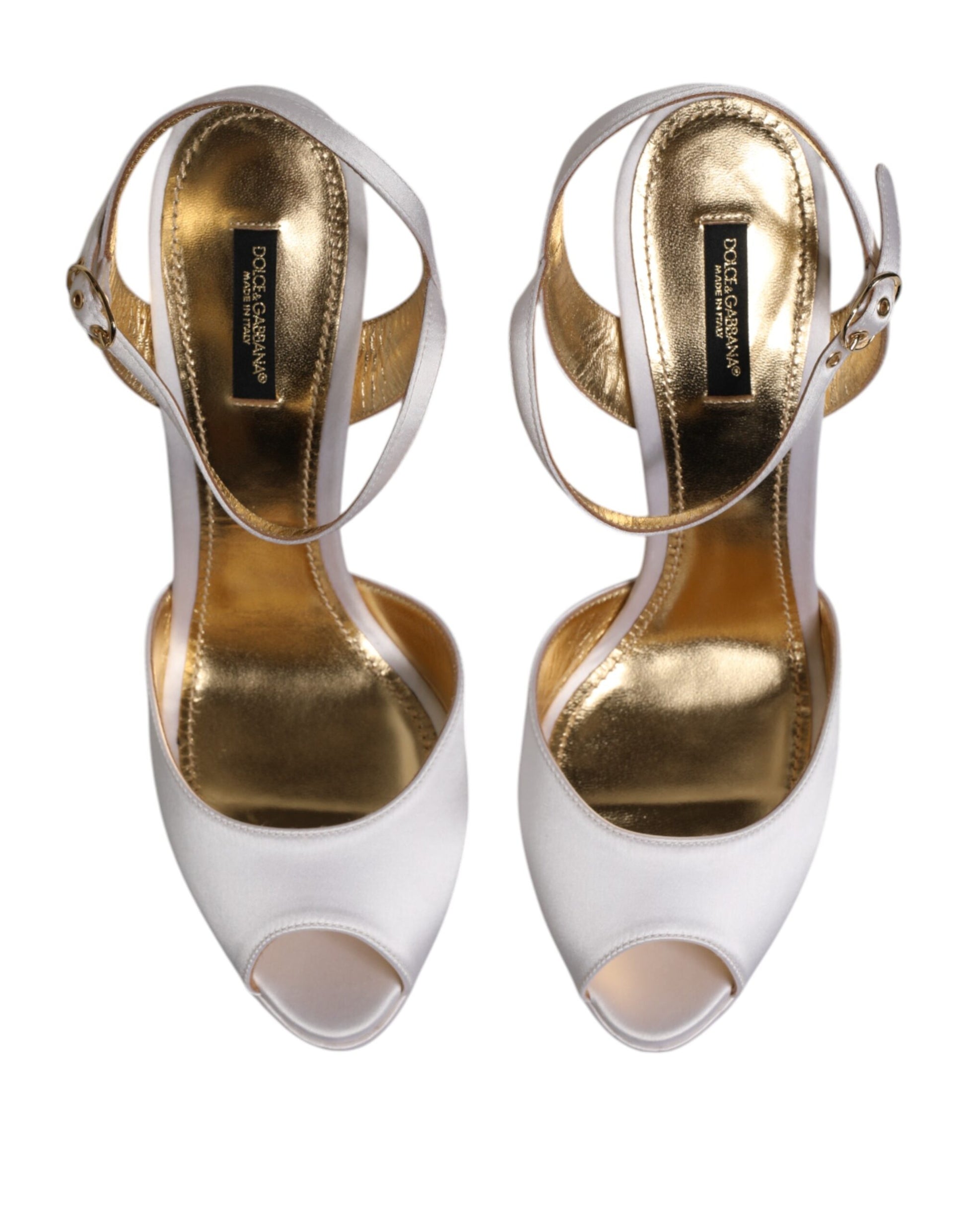 Dolce & Gabbana White Satin Platform Heels Sandals