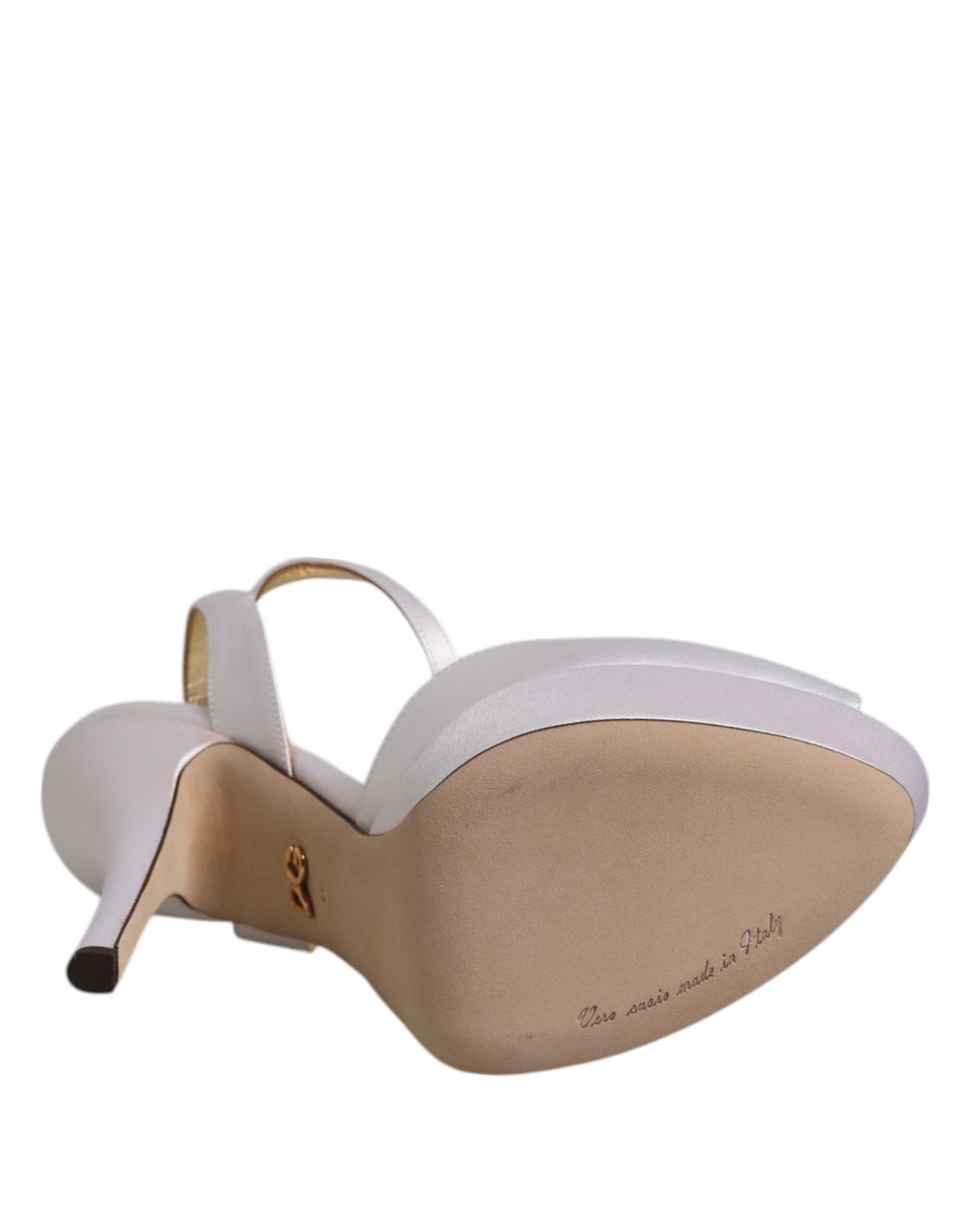 Dolce & Gabbana White Satin Platform Heels Sandals